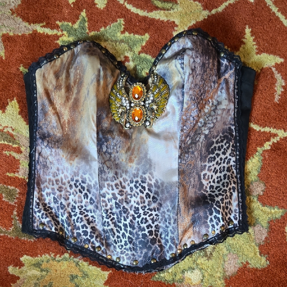 Vintage Kimikal Leopard Jeweled Corset